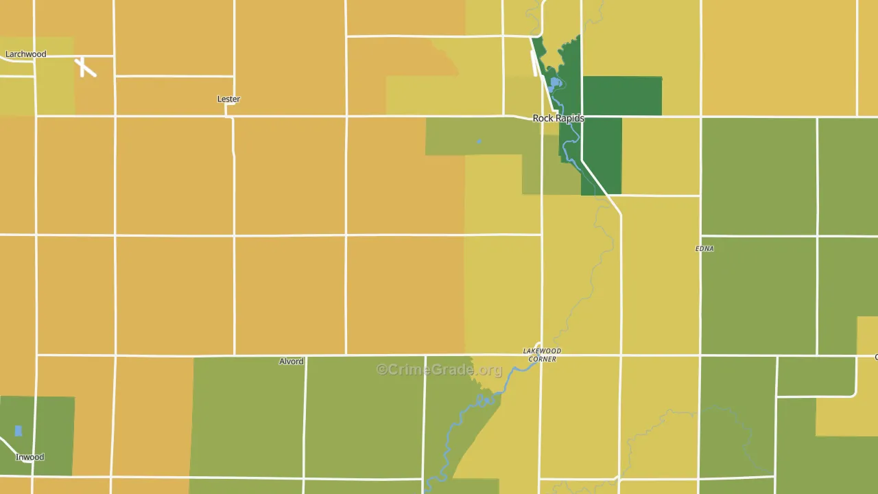 Lyon County, IA Map of Burglary Rates