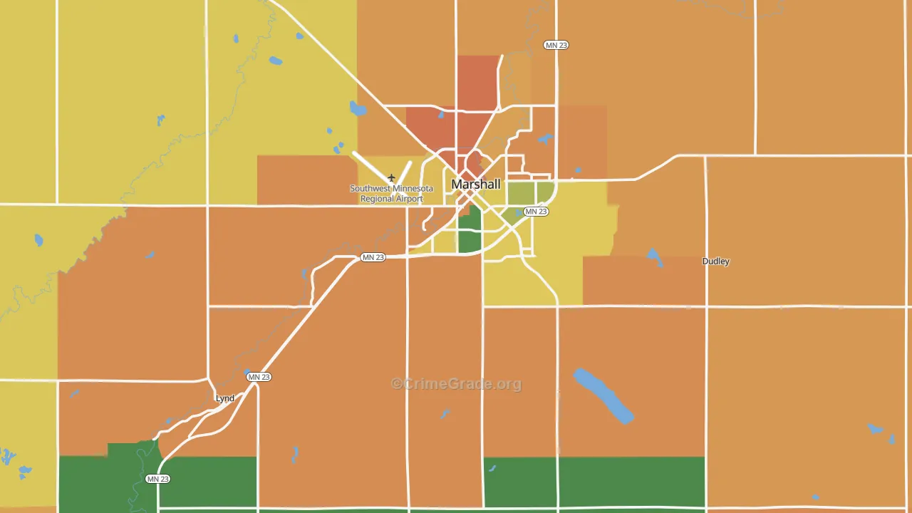Lyon County, MN Map of Burglary Rates