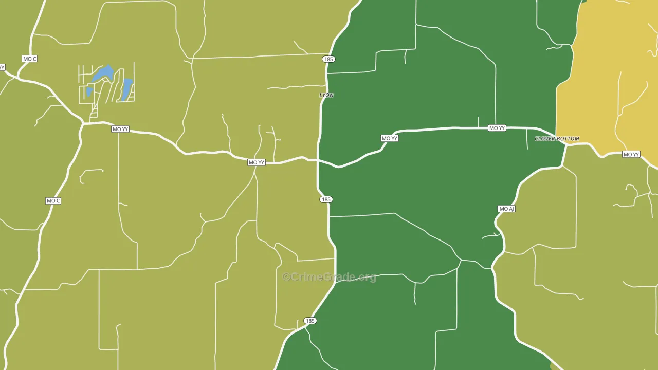 Lyon, MO Map of Burglary Rates