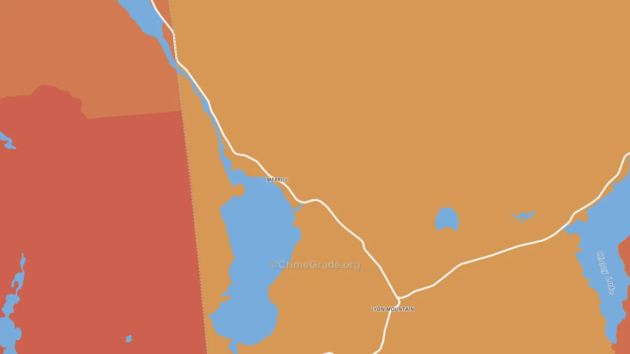 Lyon Mountain, NY Map of Burglary Rates