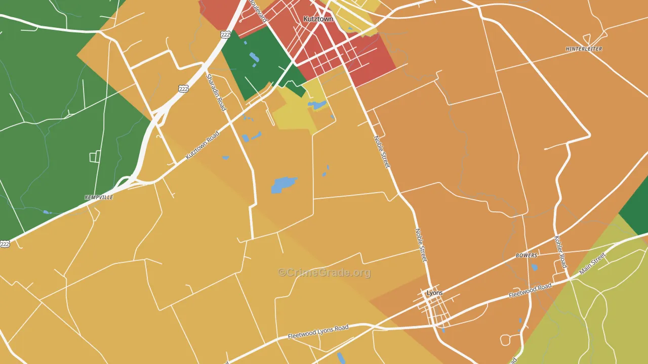 Lyon Station, PA Map of Burglary Rates