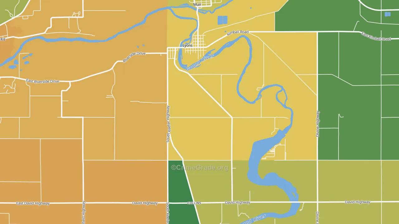 Lyons, MI Map of Burglary Rates