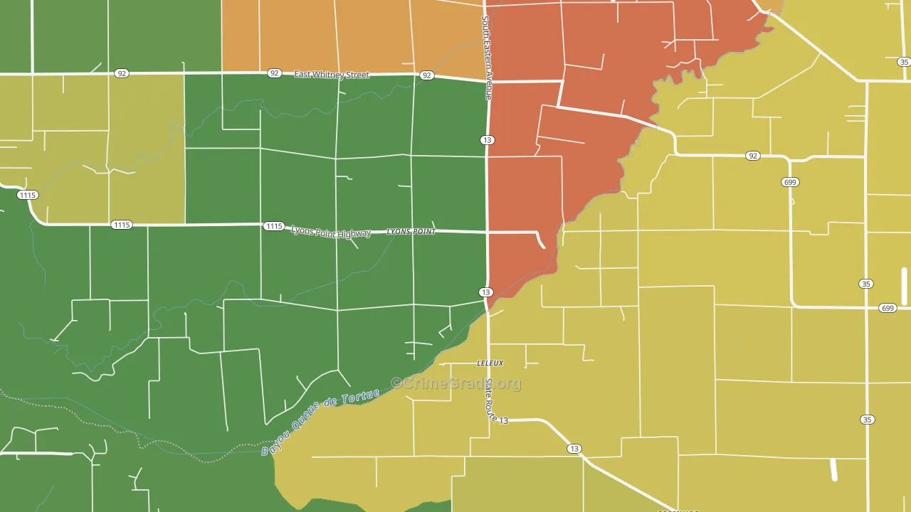 Lyons Point, LA Map of Burglary Rates