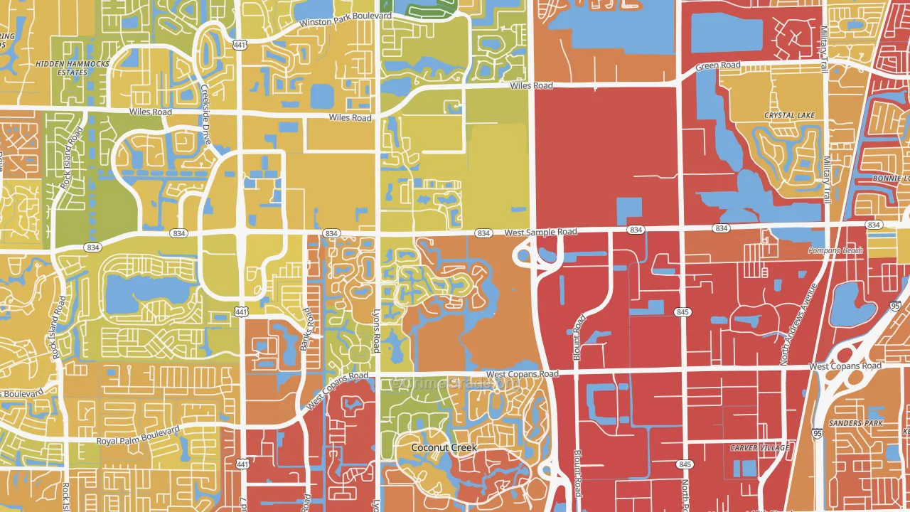Lyons Tradewinds Park, Coconut Creek, FL Map of Burglary Rates