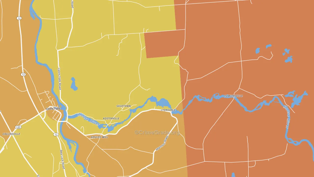 Lyonsdale, NY Map of Burglary Rates