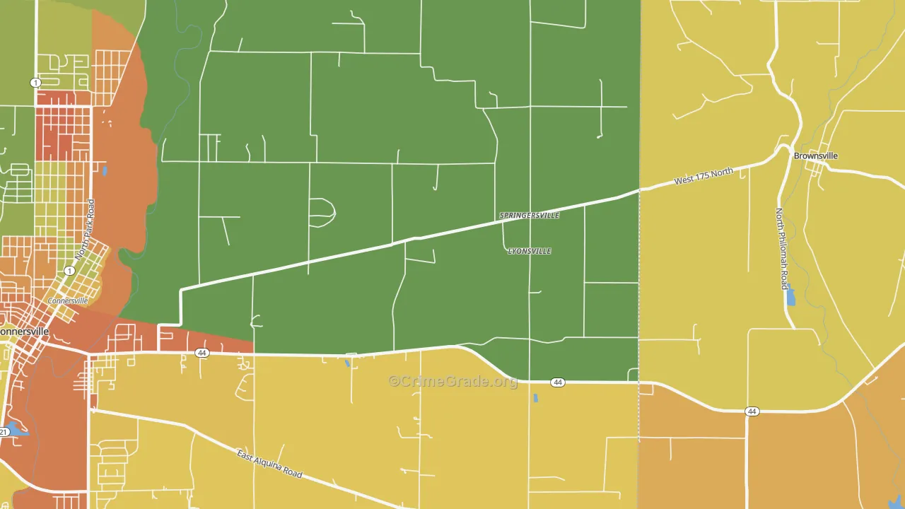 Lyonsville, IN Map of Burglary Rates