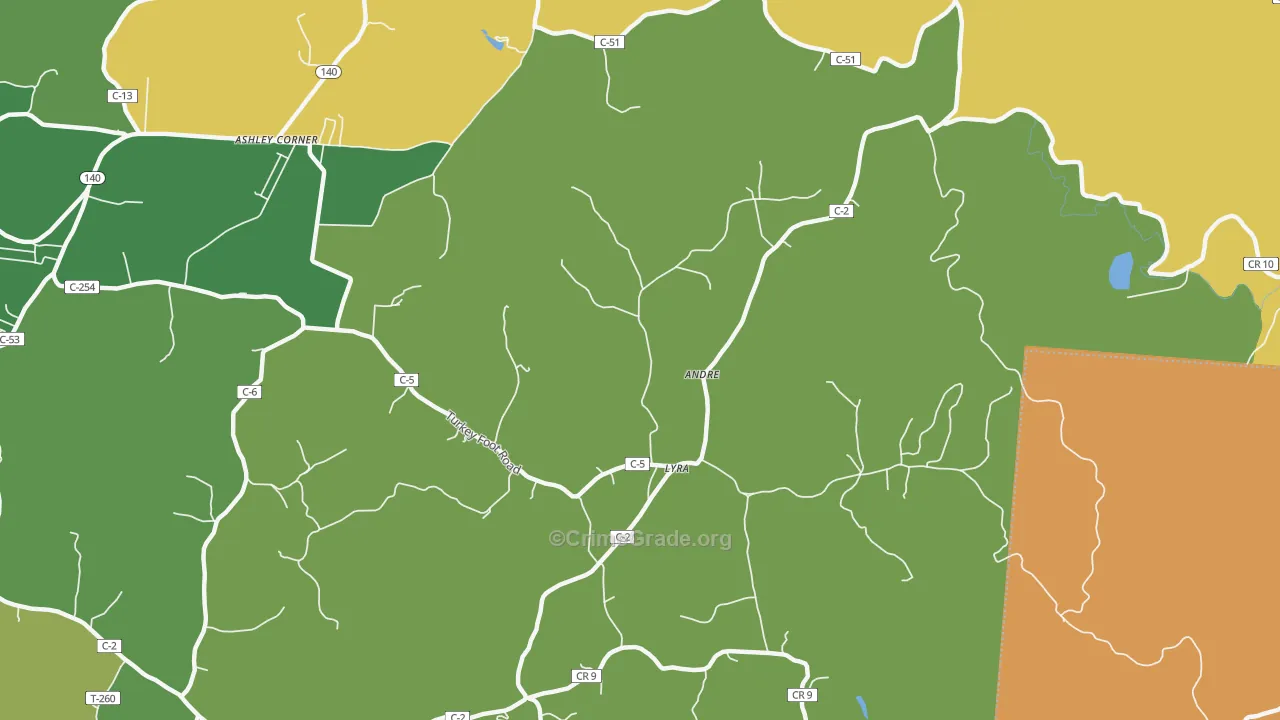 Lyra, OH Map of Burglary Rates