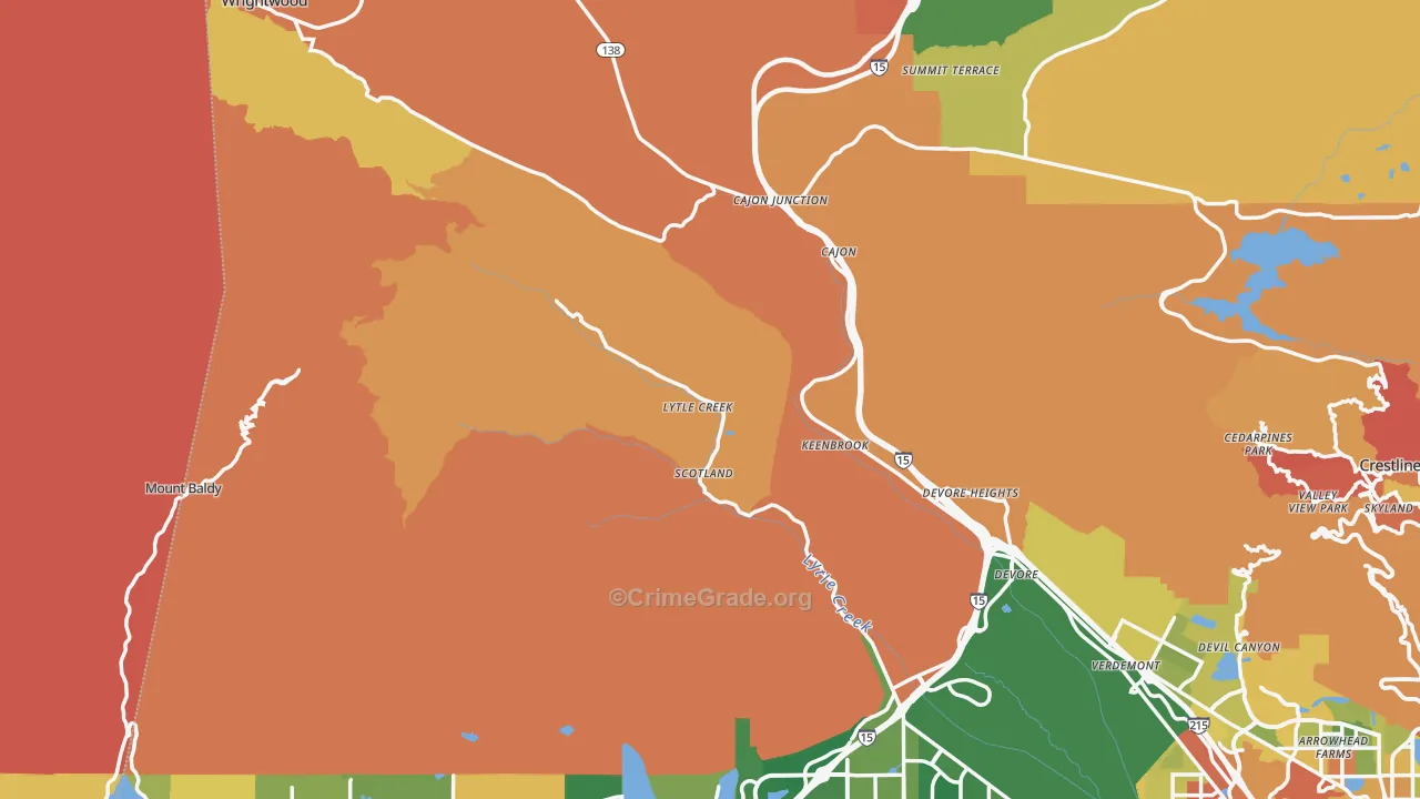 Lytle Creek, CA Map of Burglary Rates