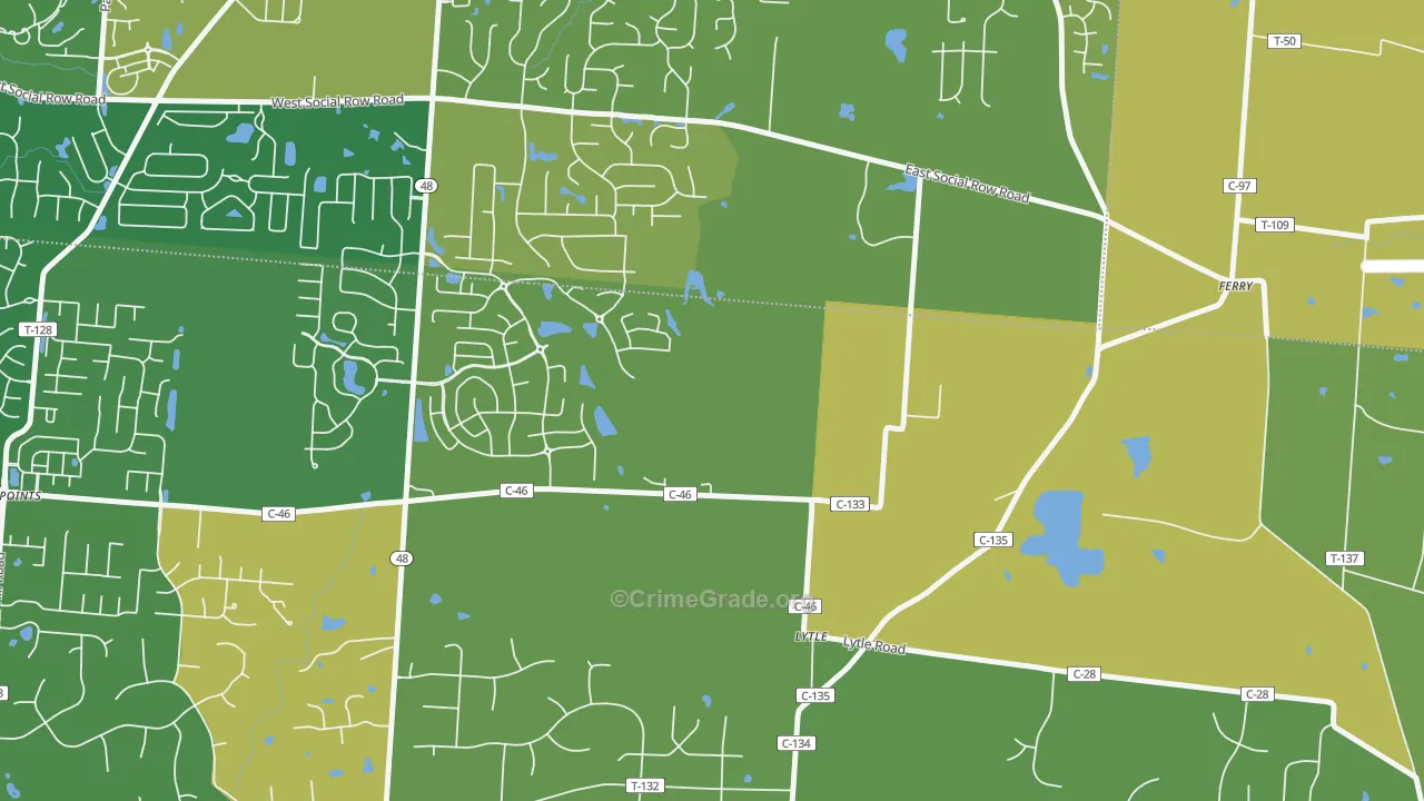 Lytle, OH Map of Burglary Rates