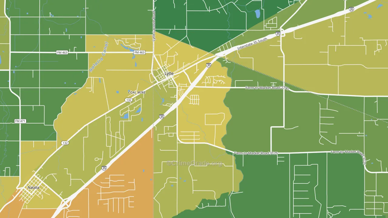 Lytle, TX Map of Burglary Rates