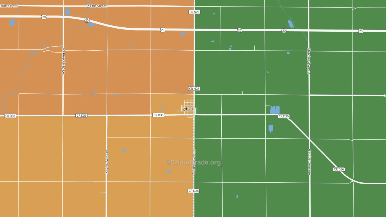 Lytton, IA Map of Burglary Rates