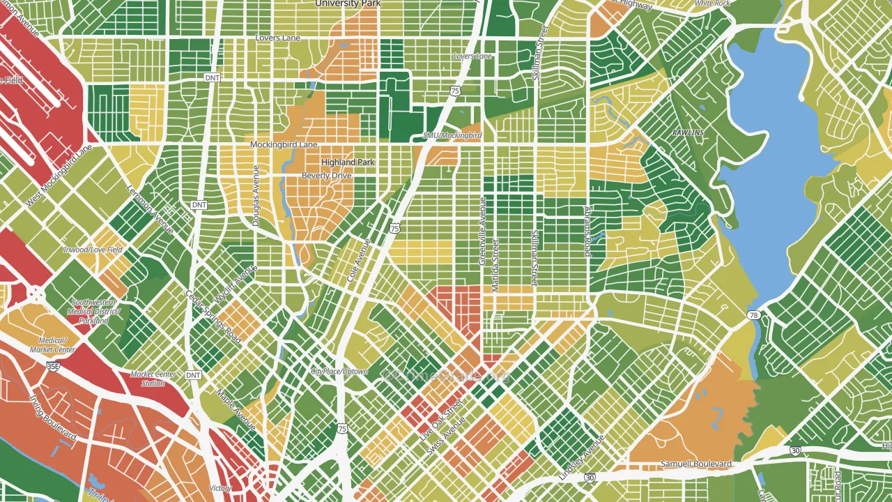 M Streets, Dallas, TX Map of Burglary Rates