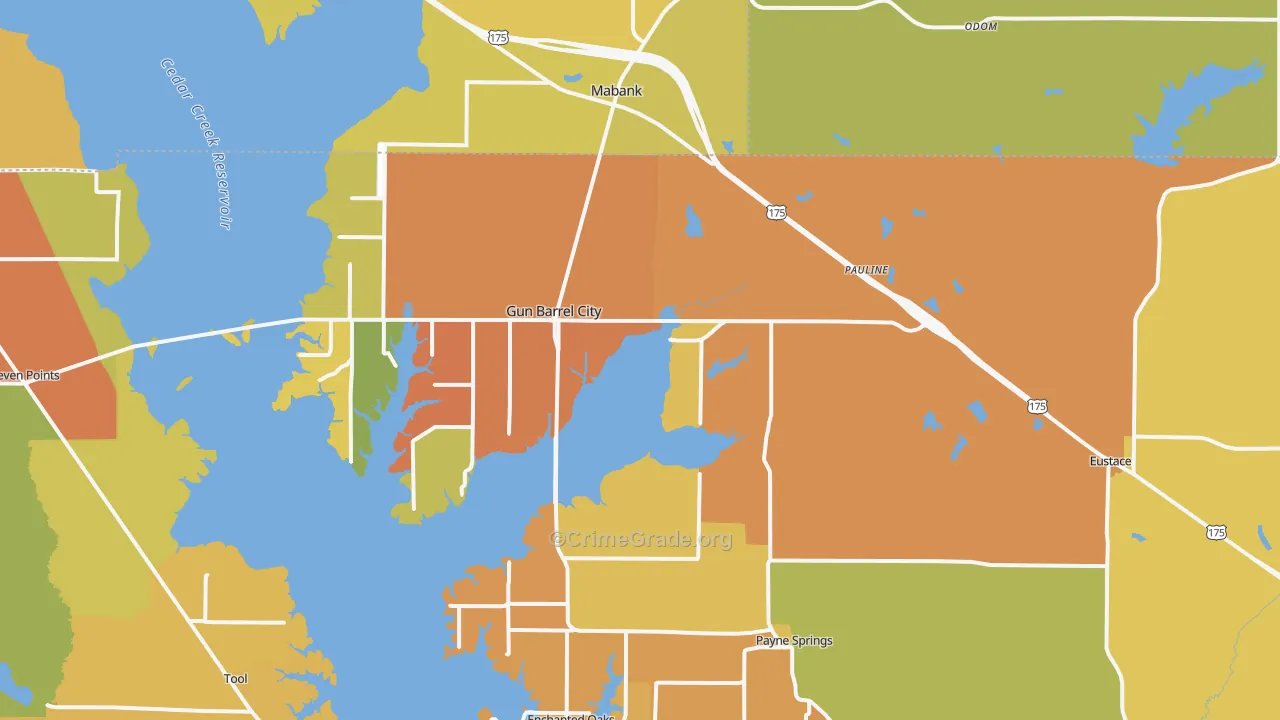 Mabank, TX Map of Burglary Rates