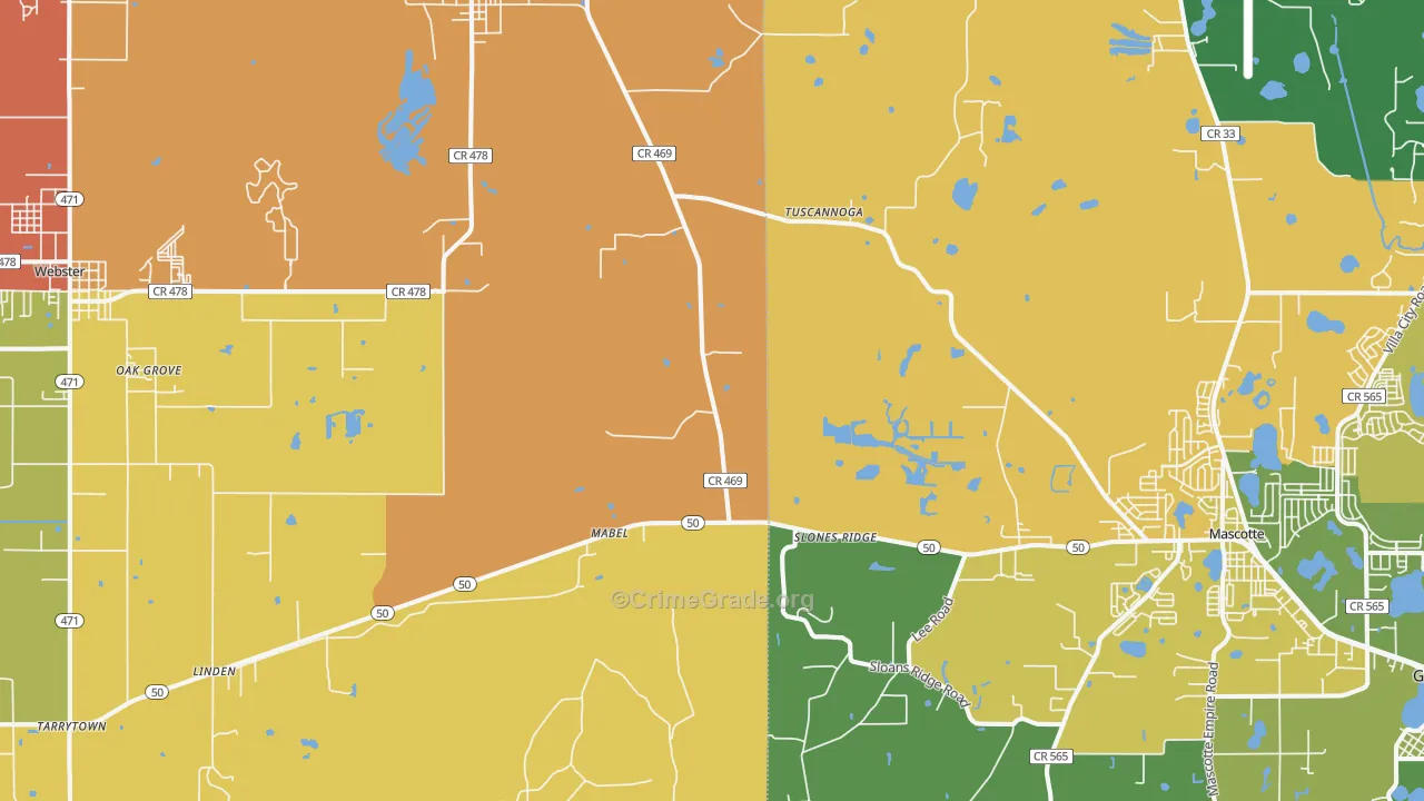 Mabel, FL Map of Burglary Rates