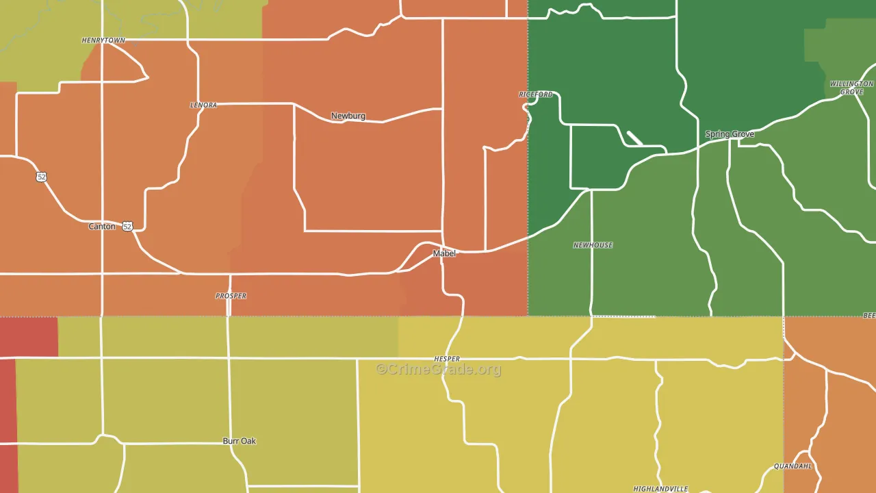 Mabel, MN Map of Burglary Rates