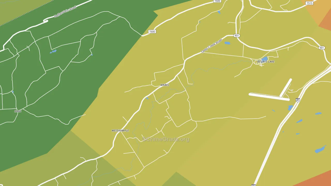 Mabel, PA Map of Burglary Rates