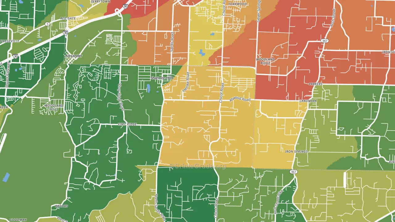 Mabelvale, AR Map of Burglary Rates