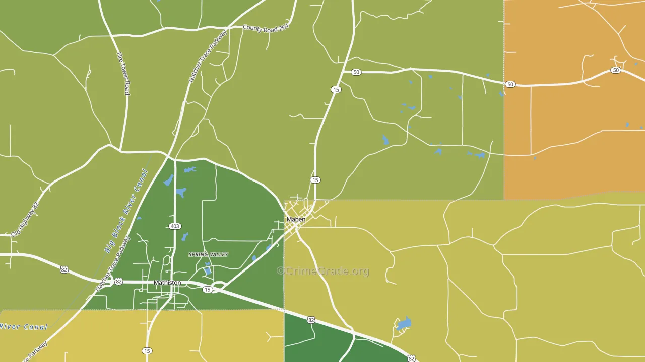 Maben, MS Map of Burglary Rates
