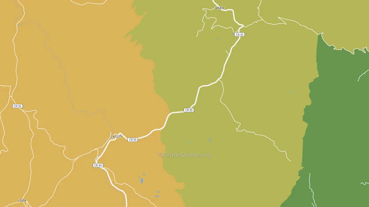 Mabie, WV Map of Burglary Rates