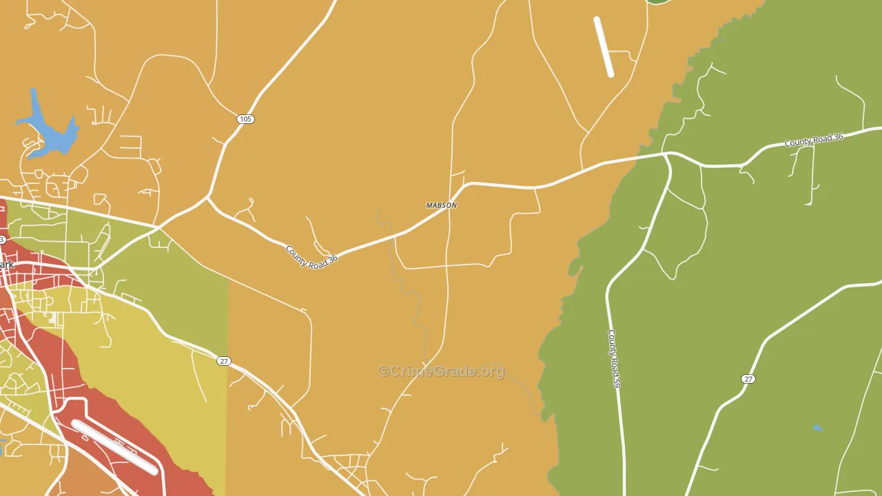 Mabson, AL Map of Burglary Rates