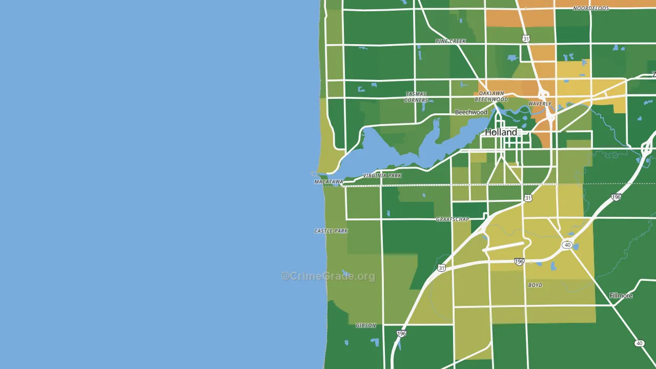 Macatawa, MI Map of Burglary Rates