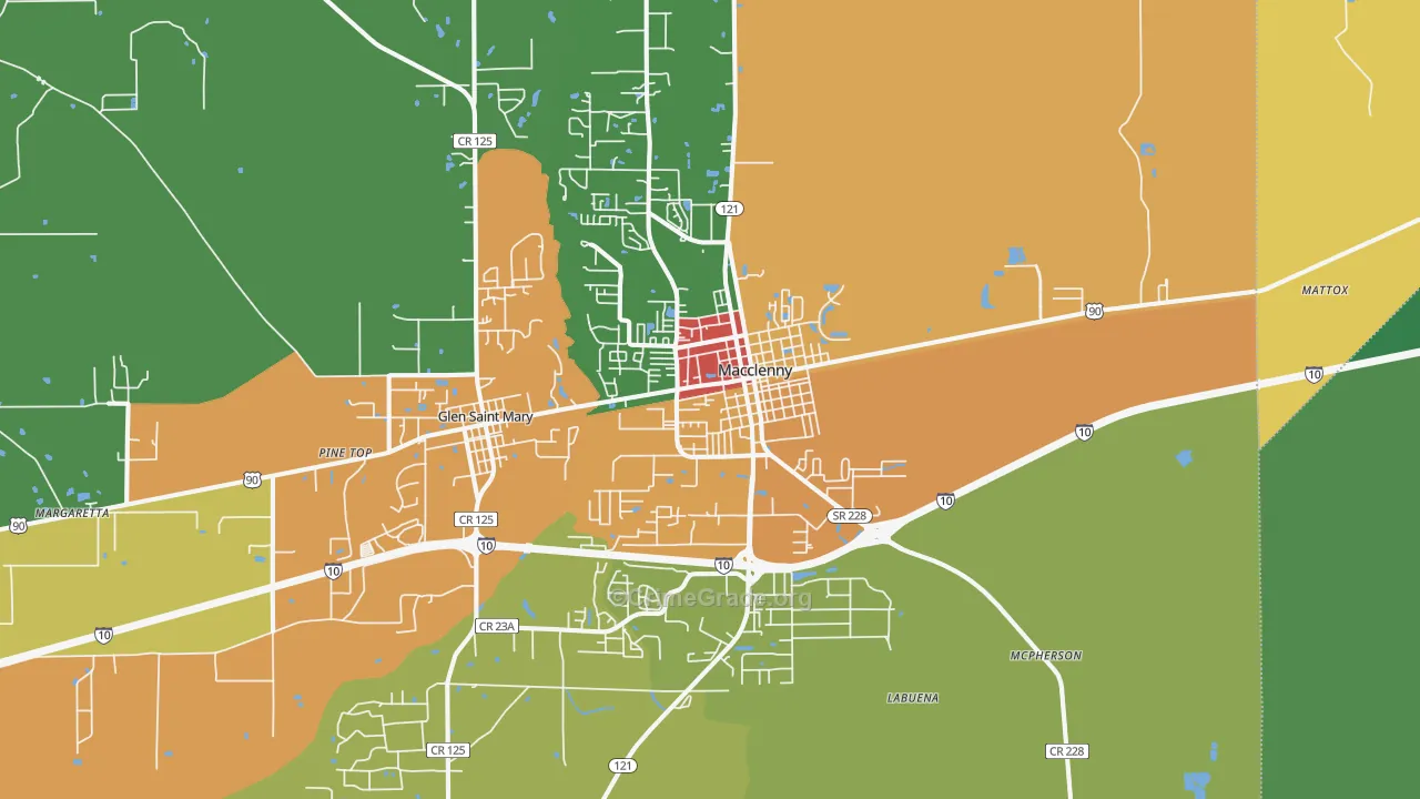 Macclenny, FL Map of Burglary Rates