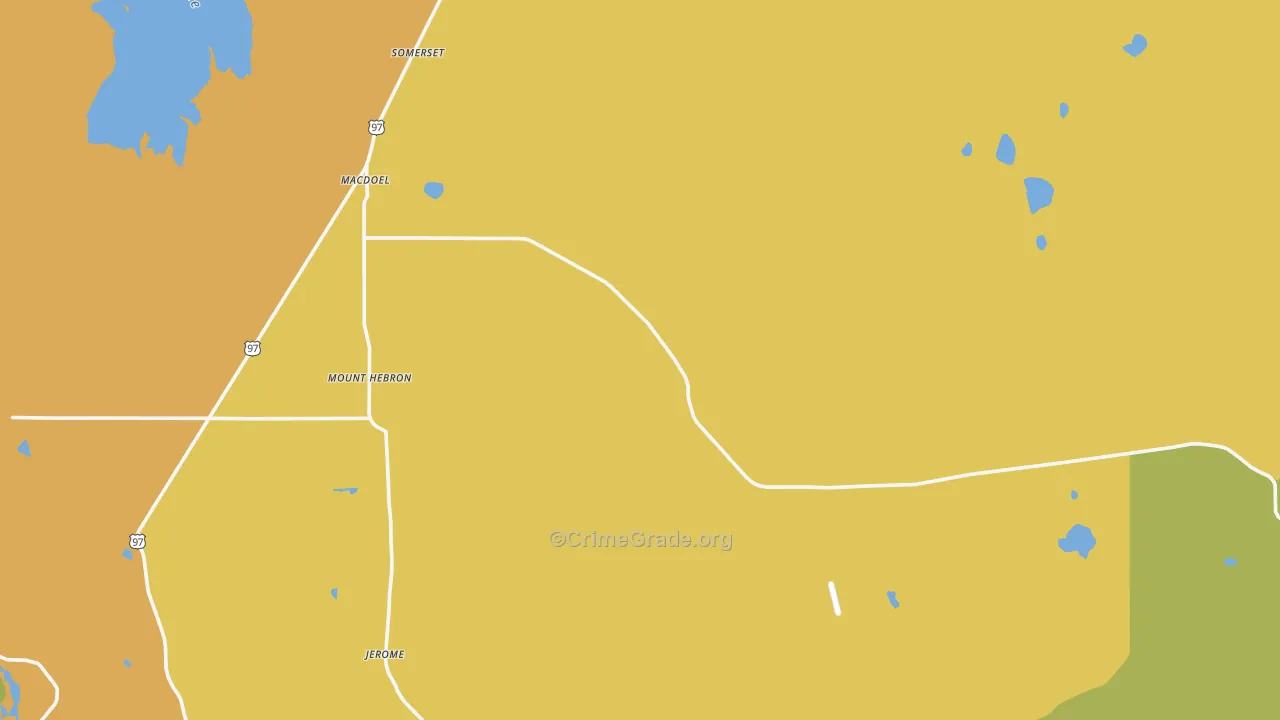 Macdoel, CA Map of Burglary Rates