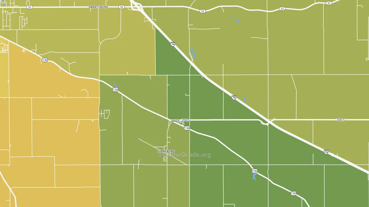 Mace, IN Map of Burglary Rates