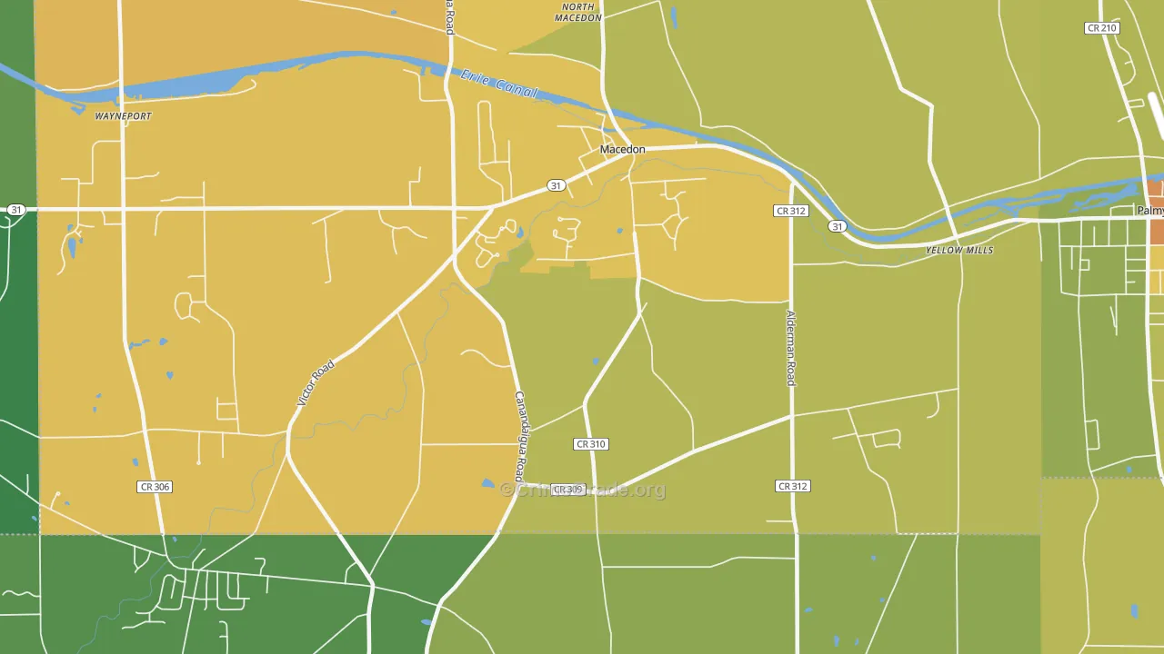 Macedon Center, NY Map of Burglary Rates