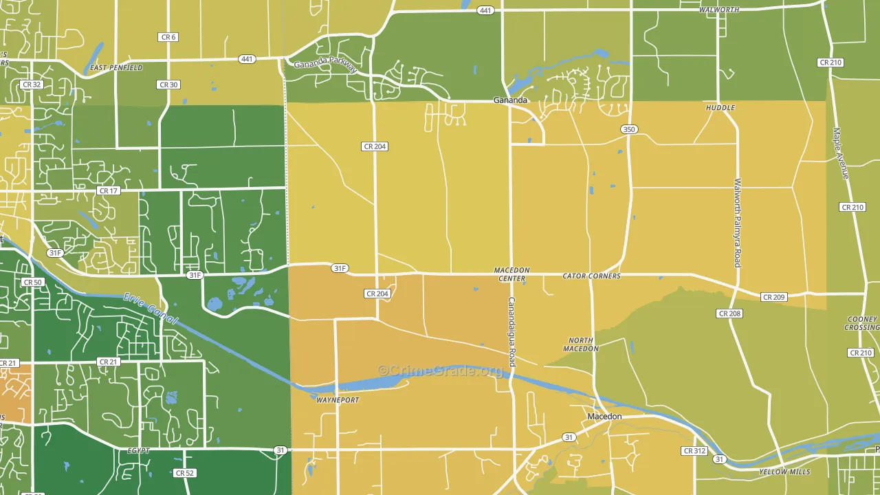 Macedon, NY Map of Burglary Rates