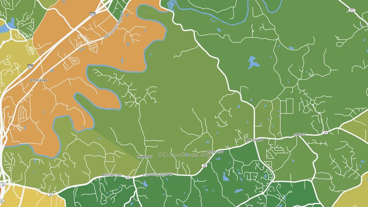 Macedonia, GA Map of Burglary Rates