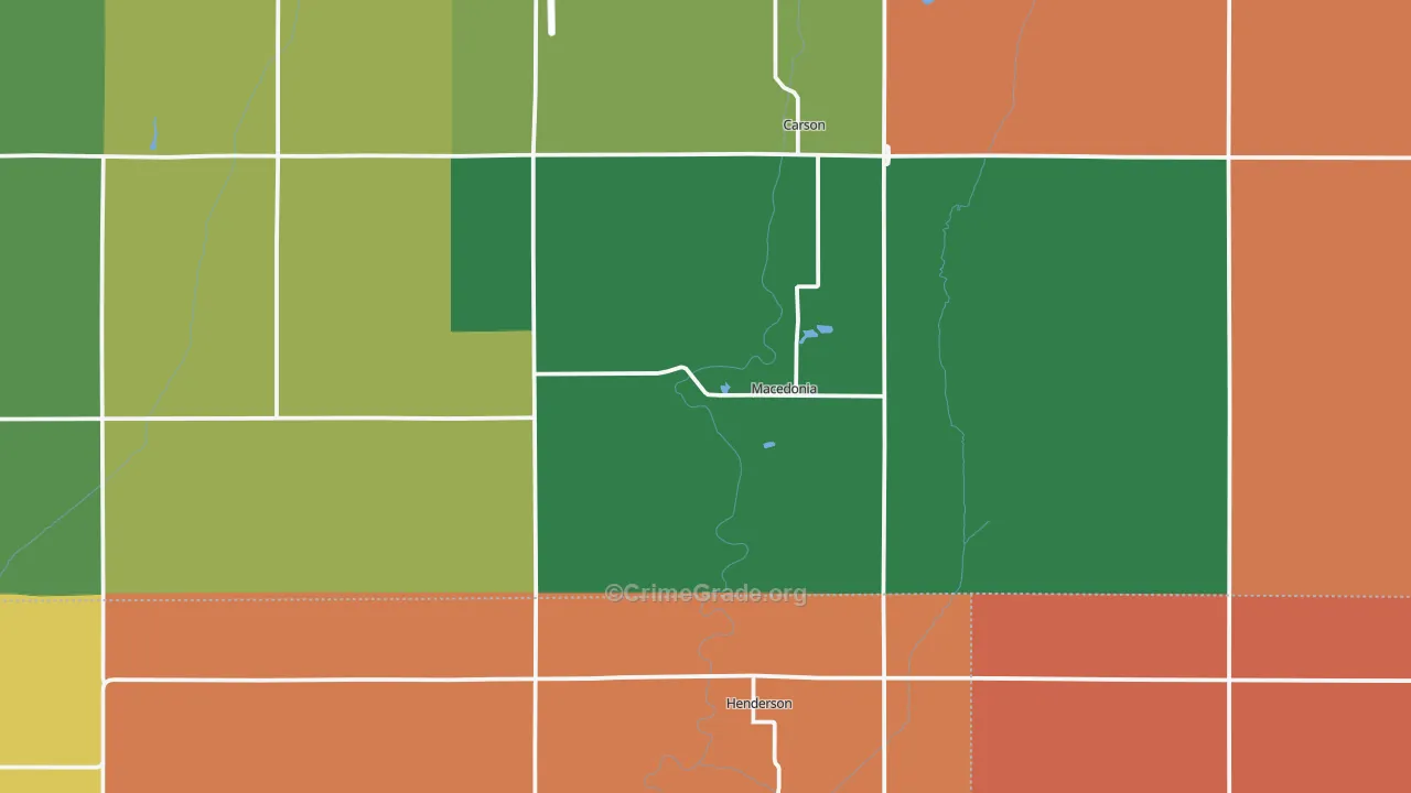 Macedonia, IA Map of Burglary Rates