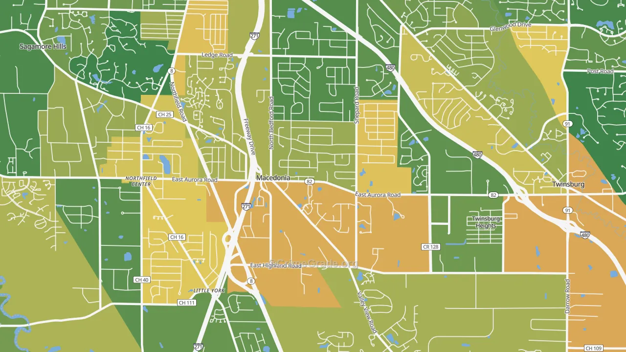 Macedonia, OH Map of Burglary Rates