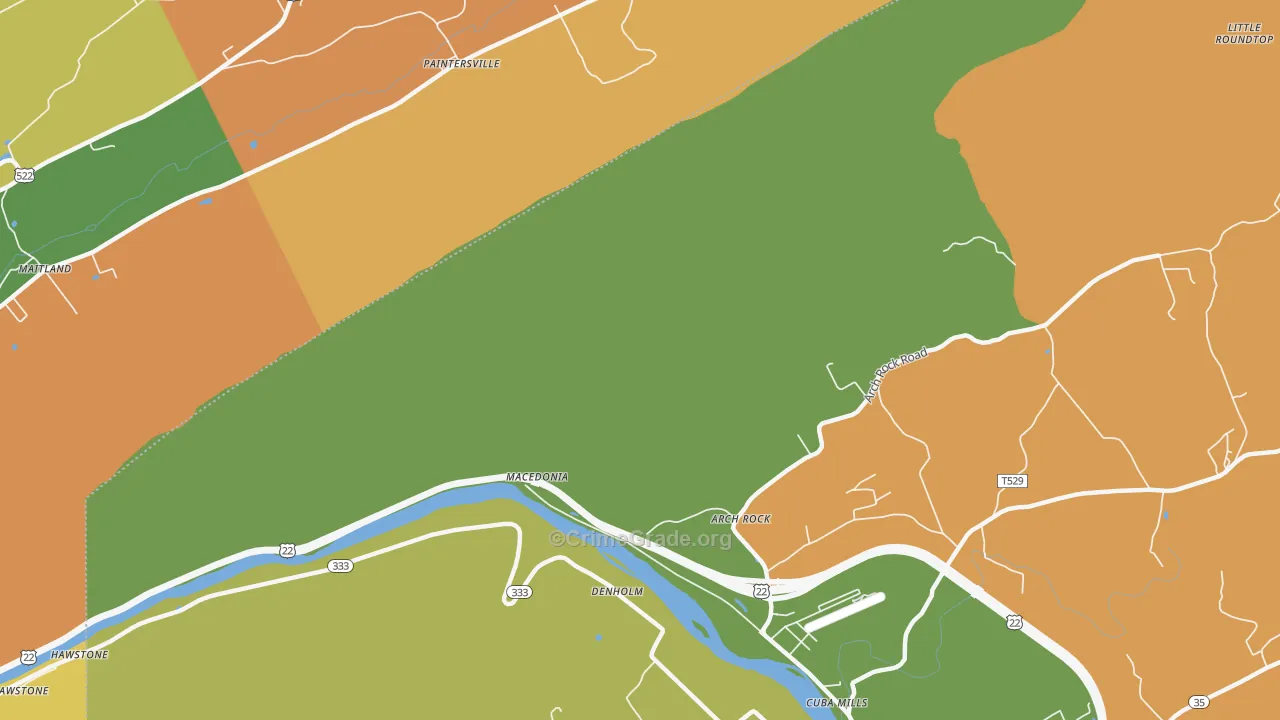 Macedonia, PA Map of Burglary Rates