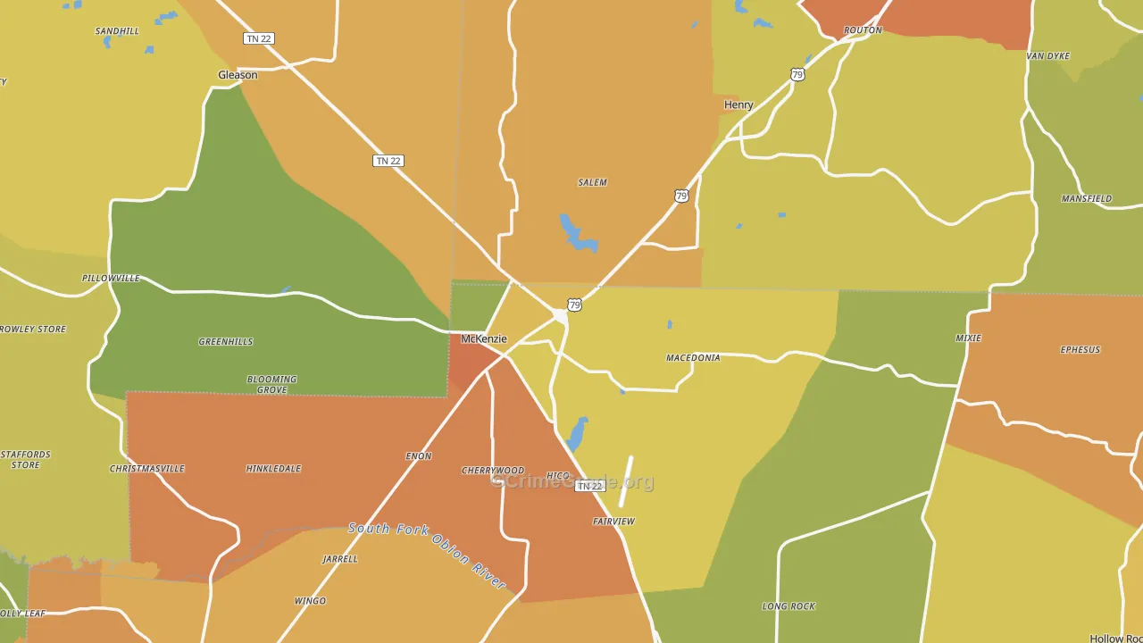 Macedonia, TN Map of Burglary Rates