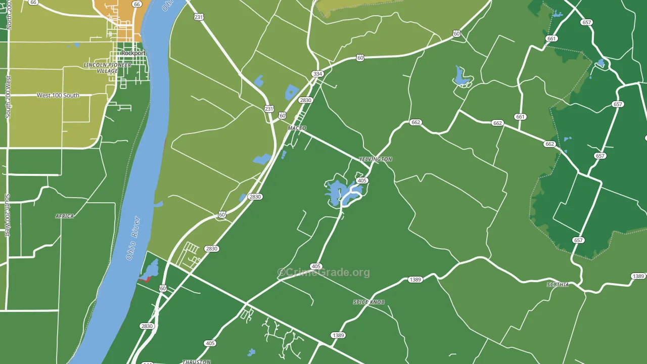 Maceo, KY Map of Burglary Rates
