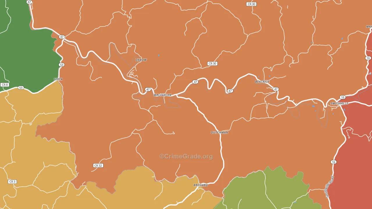 Macfarlan, WV Map of Burglary Rates