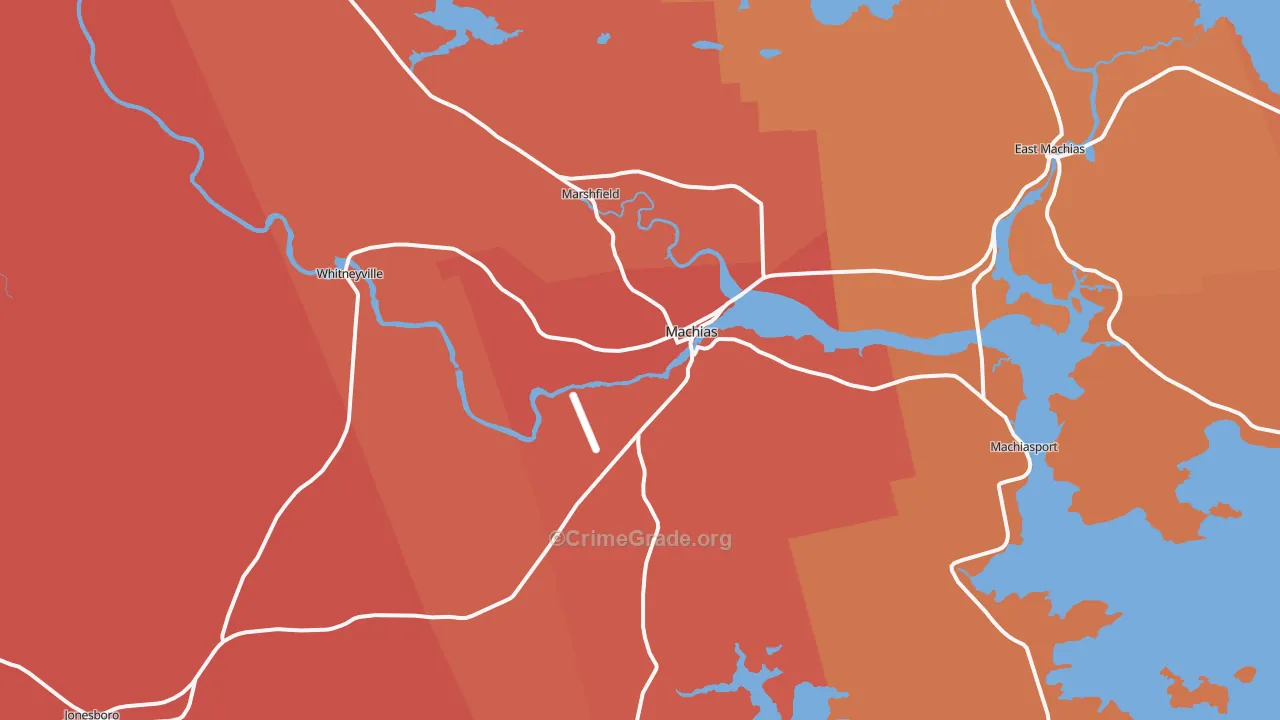 Machias, ME Map of Burglary Rates