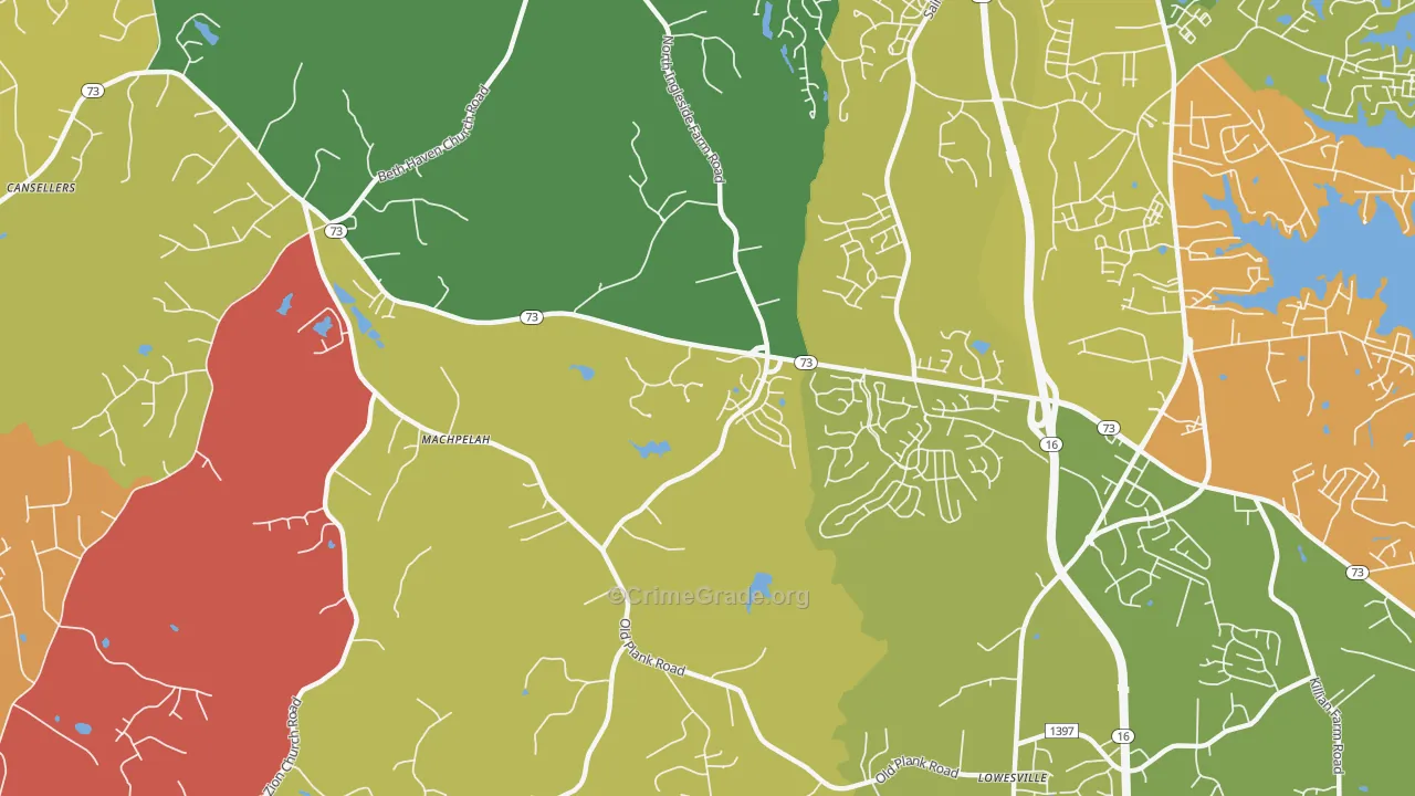 Machpelah, NC Map of Burglary Rates