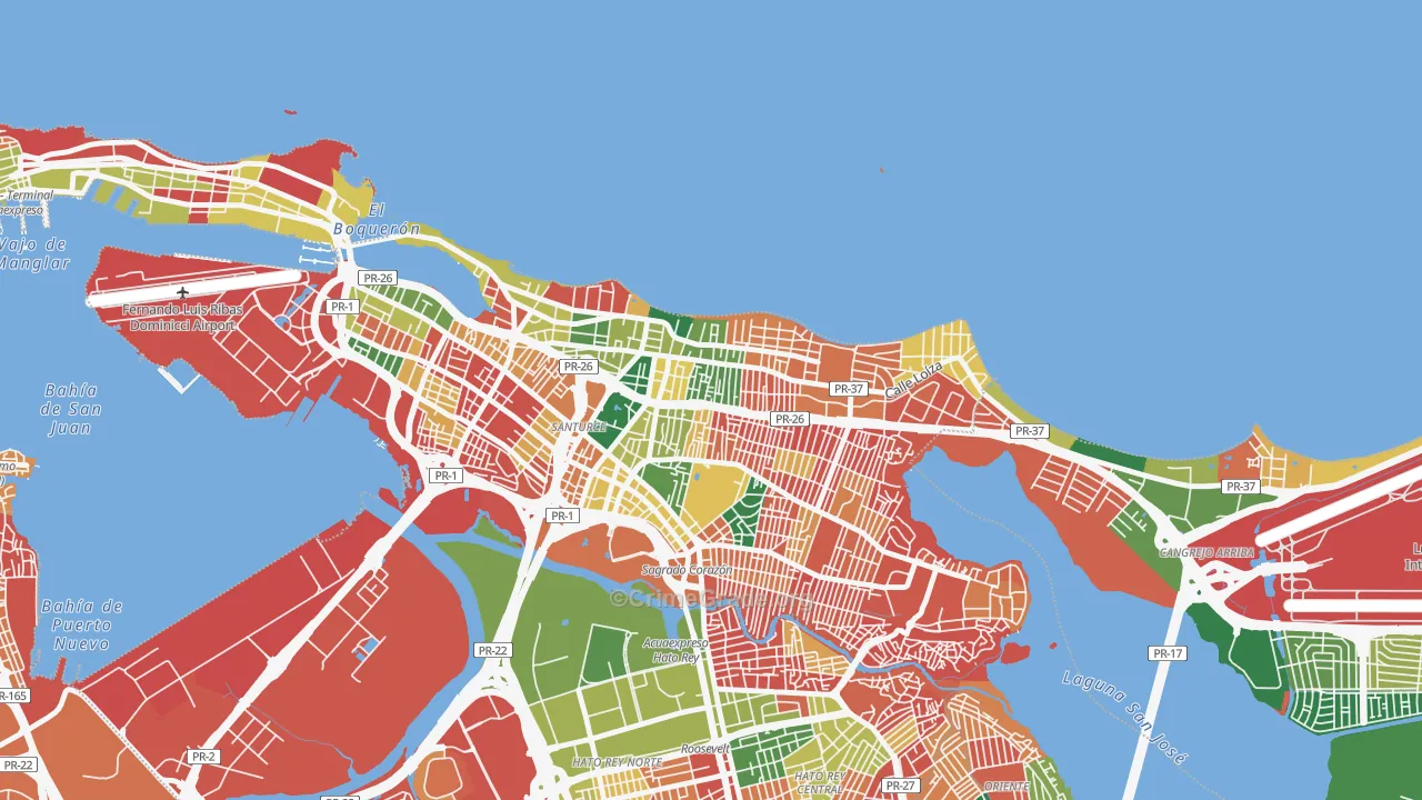 Machuchal, San Juan, PR Map of Burglary Rates
