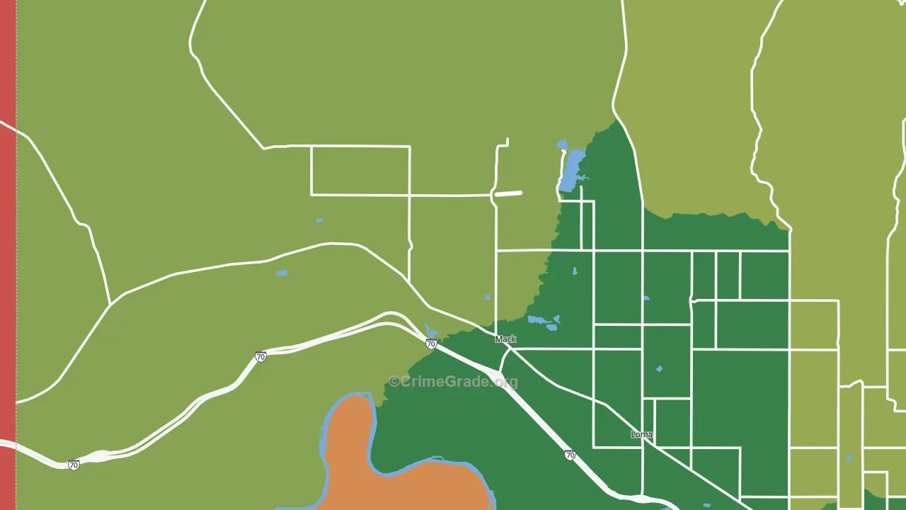 Mack, CO Map of Burglary Rates
