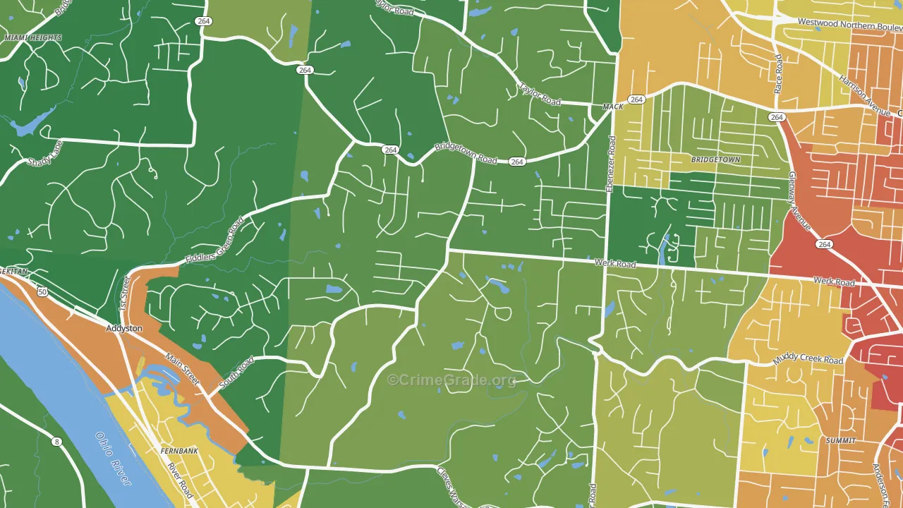 Mack South, Cincinnati, OH Map of Burglary Rates