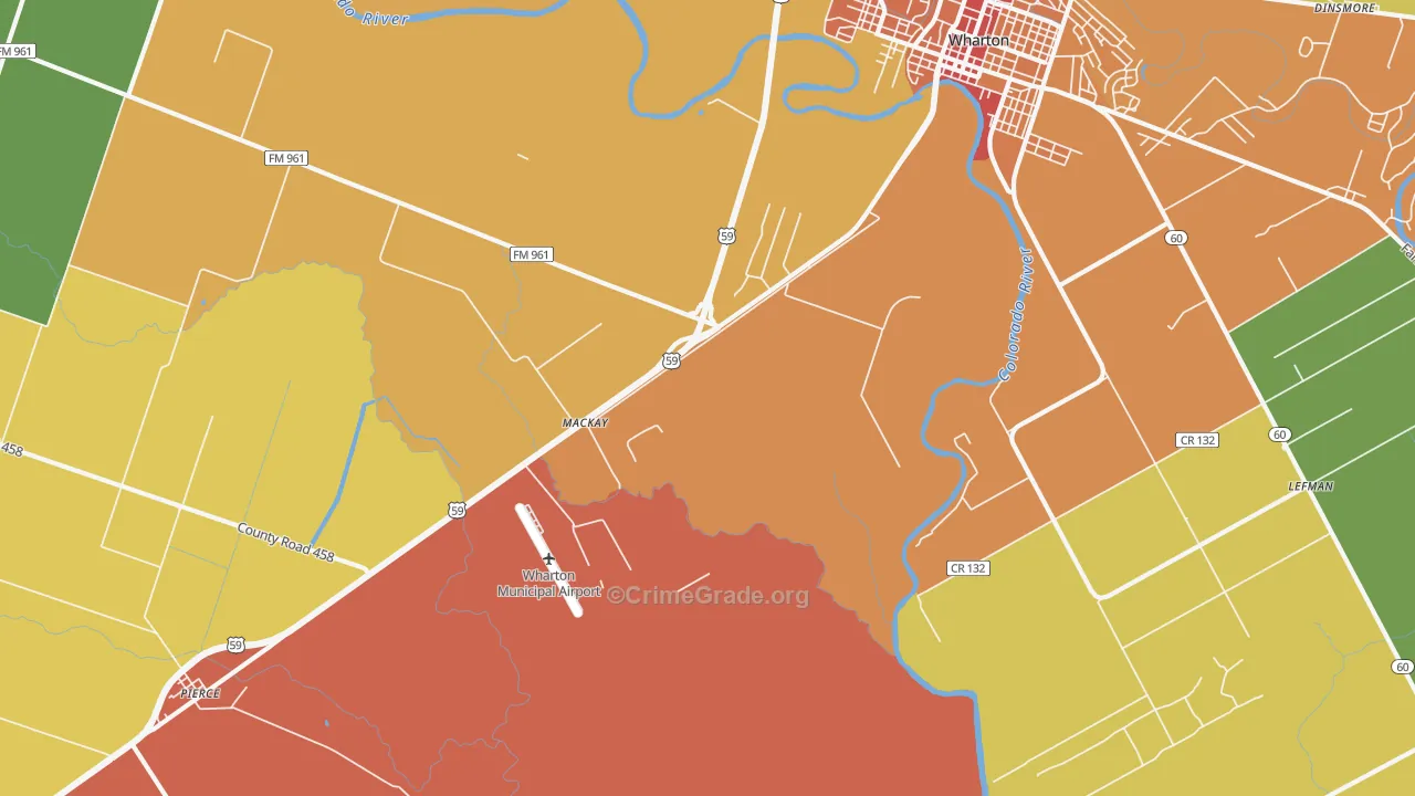 Mackay, TX Map of Burglary Rates