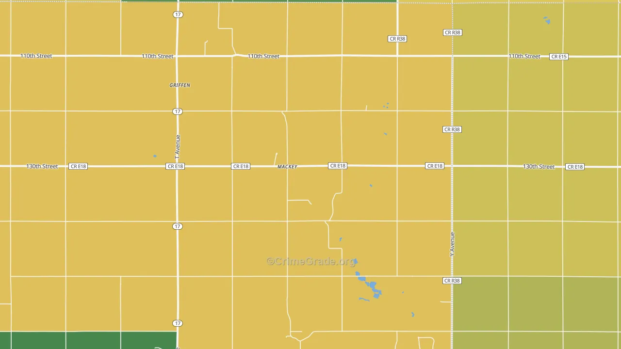 Mackey, IA Map of Burglary Rates