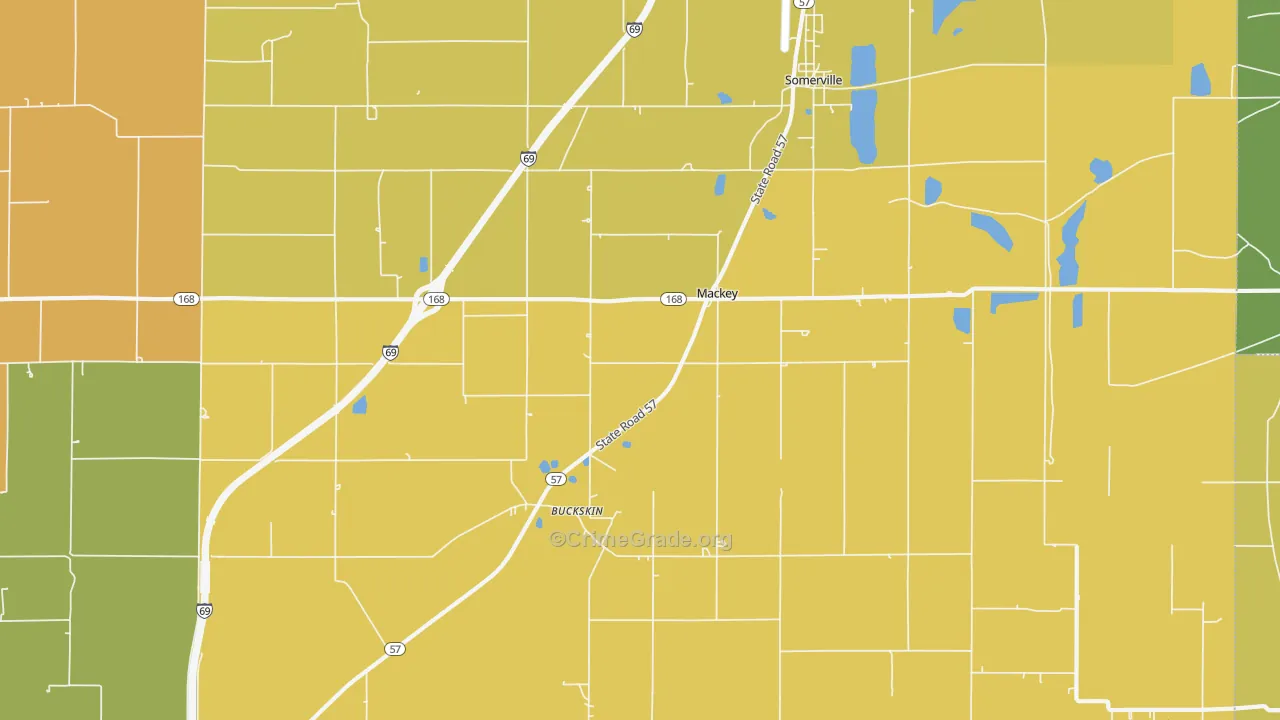 Mackey, IN Map of Burglary Rates