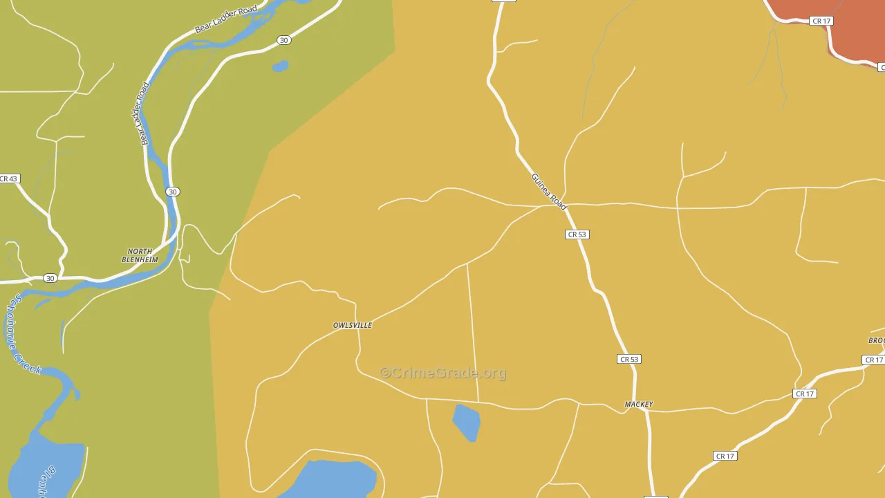 Mackey, NY Map of Burglary Rates