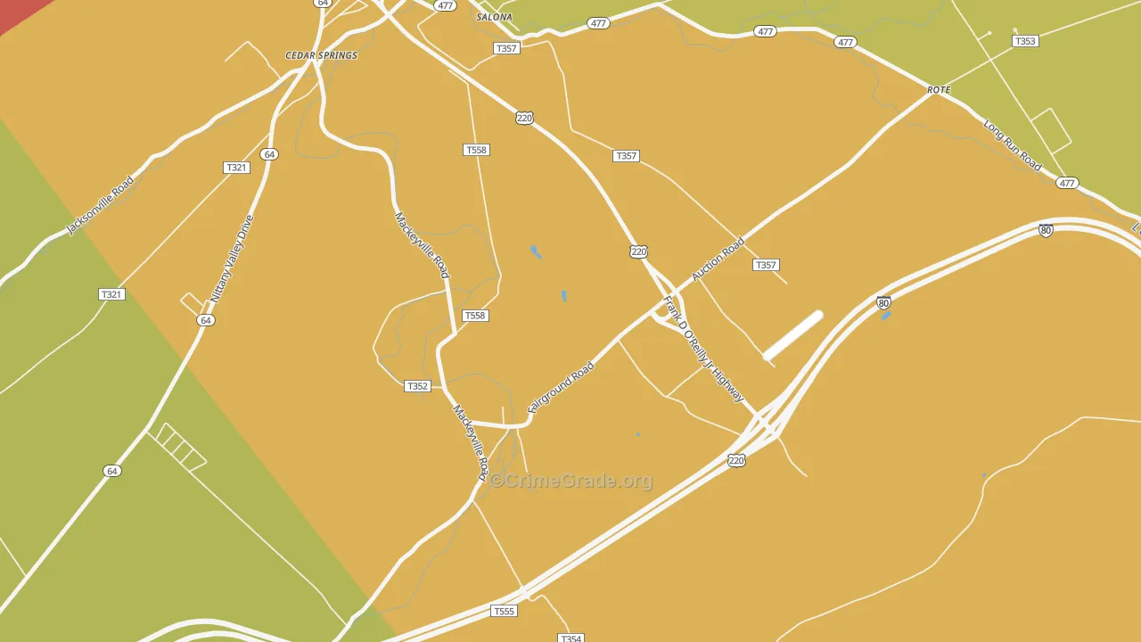 Mackeyville, PA Map of Burglary Rates