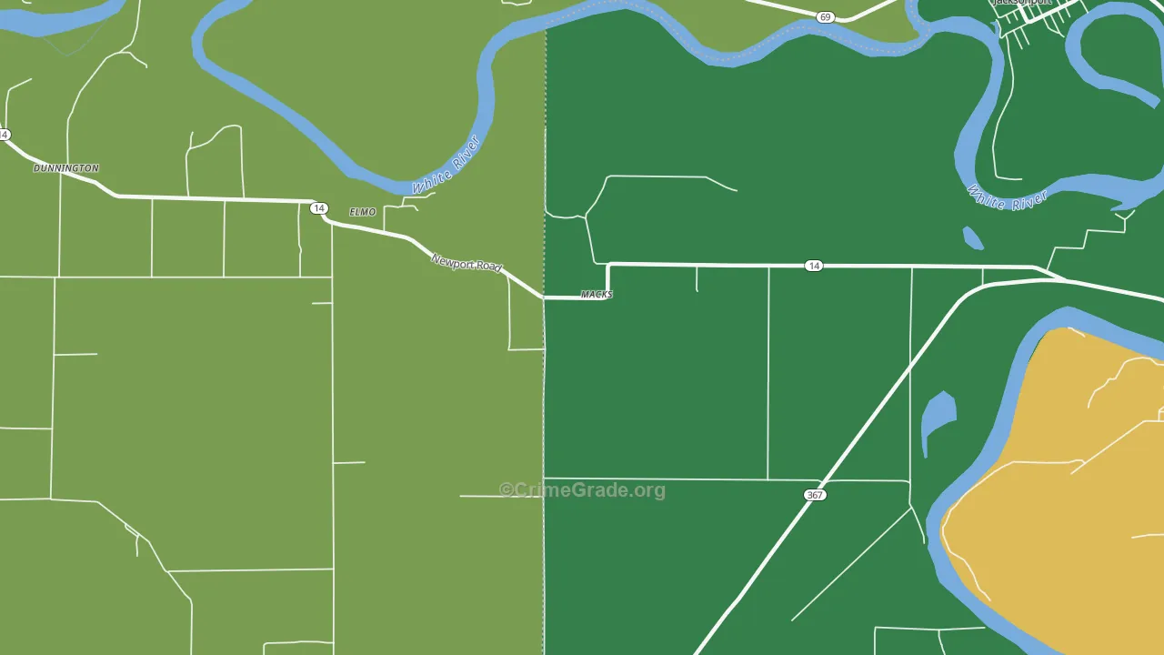 Macks, AR Map of Burglary Rates