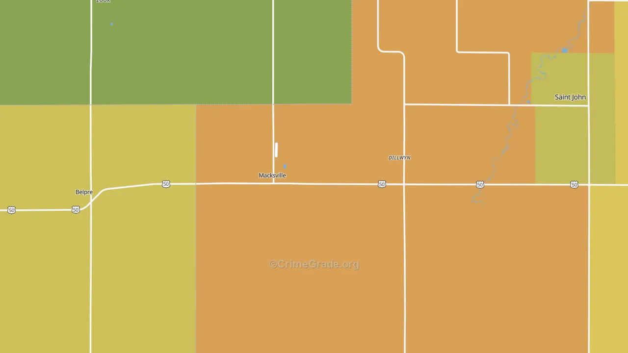 Macksville, KS Map of Burglary Rates