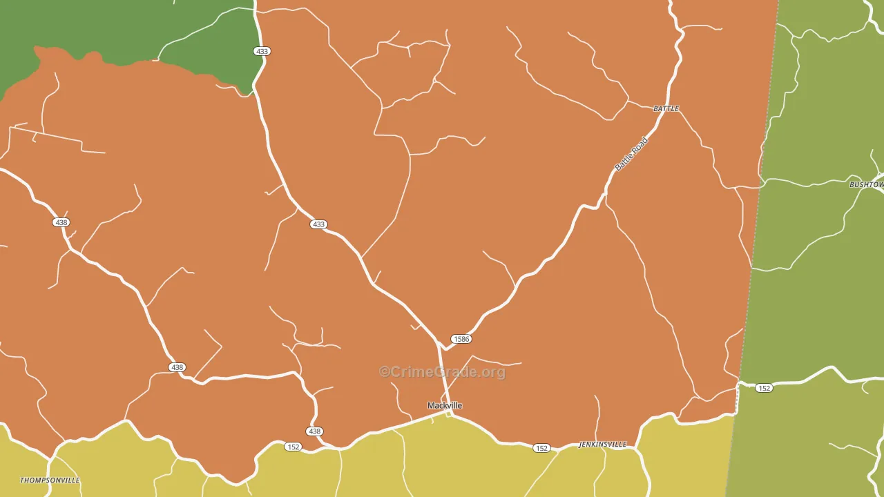 Mackville, KY Map of Burglary Rates